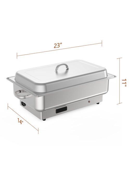 Electric Chef Chafing Dish Buffet Set 9QT Buffet Servers and Warmers Digital Display Temperature with 1 Full-Size Pan & 2 Half-Size Pan Warming Tray Stainless Steel Food Warmer for Parties Commercial