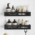 Sakugi Shower Caddy - XX-Large Rustproof Adhesive Organizer | Stainless Steel Shower Rack, Black, 2 Pack