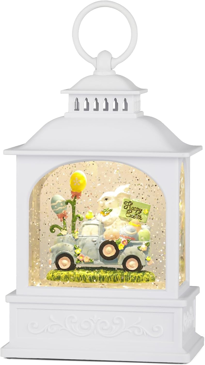 Regine Switzerland Easter Snow Globe - Glitter Bunny Spring Decor with 6-Hour Timer | Perfect for Easter Celebrations