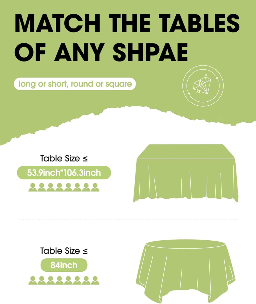 Pureegg Disposable Table Set - 10 Pack Leakproof White & Blue Tablecloths & Runners | 54''x108'' & 14''x108'' for Events