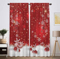 Funnytree Red Christmas Window Curtain Kids Winter Xmas Glitter Bokeh Print Curtains Home Decor Rod Pocket Darkening Drapes for Bedroom Living Room 82 in x 84 in