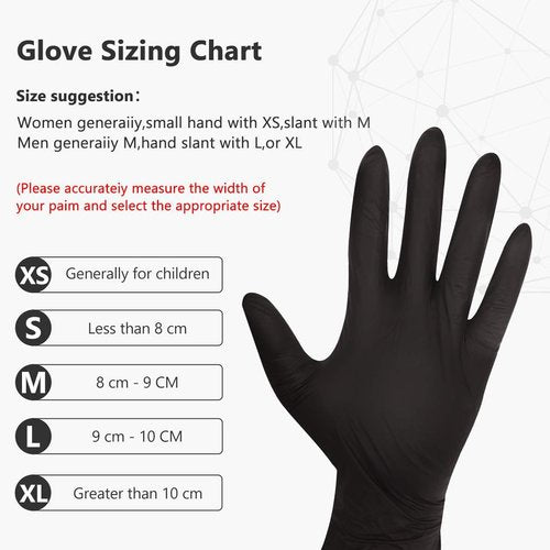 Keoely Black Nitrile Disposable Gloves Pack of 100, Latex Free Safety Working Gloves for Food Handle or Industrial Use,Large(Pack of 100)
