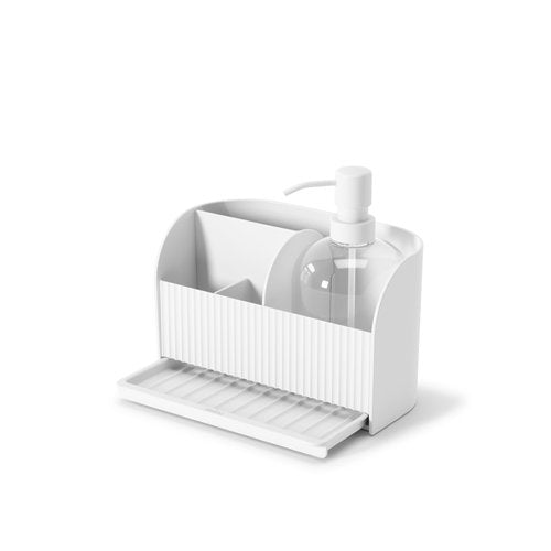 Umbra Sling Sponge Holder Sink Caddy with Dish Soap Dispenser Pump for Kitchen