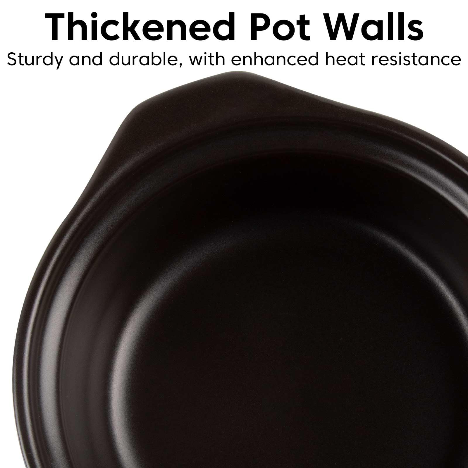 1.9 Quart Clay Pot for Cooking with Lid - Black Earthenware Pot & Olla de Barro for Korean, Soup & Rice - Non-Stick Clay Cookware for Stovetop & Oven