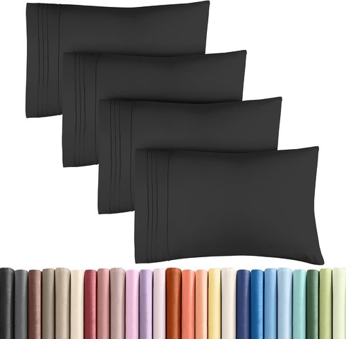 King Pillow Cases by [Brand Name] - Ultra Soft Hotel Quality Covers | Comfy, Wrinkle-Free & Fade Resistant - 4 Piece Set in Black