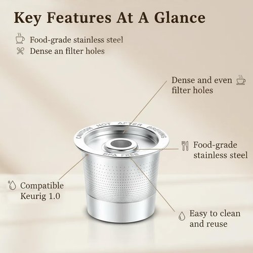Meolibour 2 Pack Reusable K Cups Coffee Pods for Keurig 1.0: Stainless Steel Refillable K Cup - Reusable Coffee Filter for Keurig 1.0 Coffee Maker, Eco-Friendly, Innovative Design