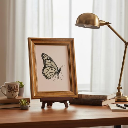 Netrorin Vintage Gold Framed Butterfly Canvas Wall Art - Elegant Home Decor for Living Room & Bedroom (10L x 8W)
