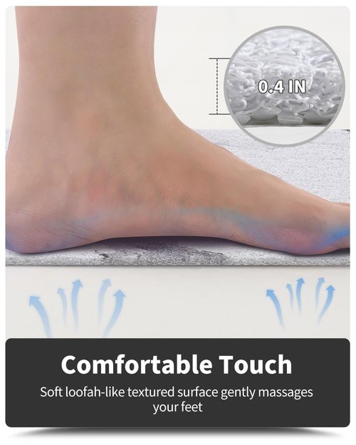 Non-Slip Bathtub Mat, 17x 30 Inch, Shower Mats for Bath Tub, PVC Loofah Bathroom Mats for Wet Areas, Quick Drying