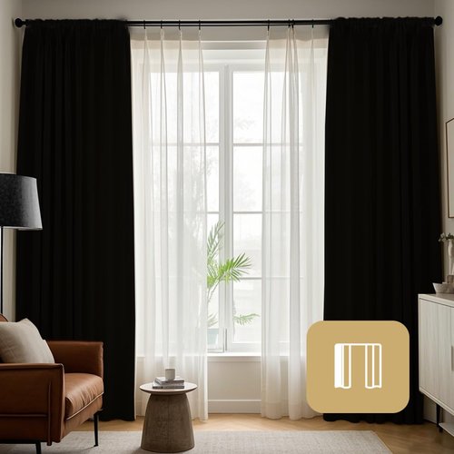 CUCRAF Pure Black Blackout Curtains 84 inch Length 2 Panels Set, Rod Pocket Room Darkening Drapes for Bedroom Living Room, Insulated Thermal Light Blocking Window Curtain (52 x 84 inches)