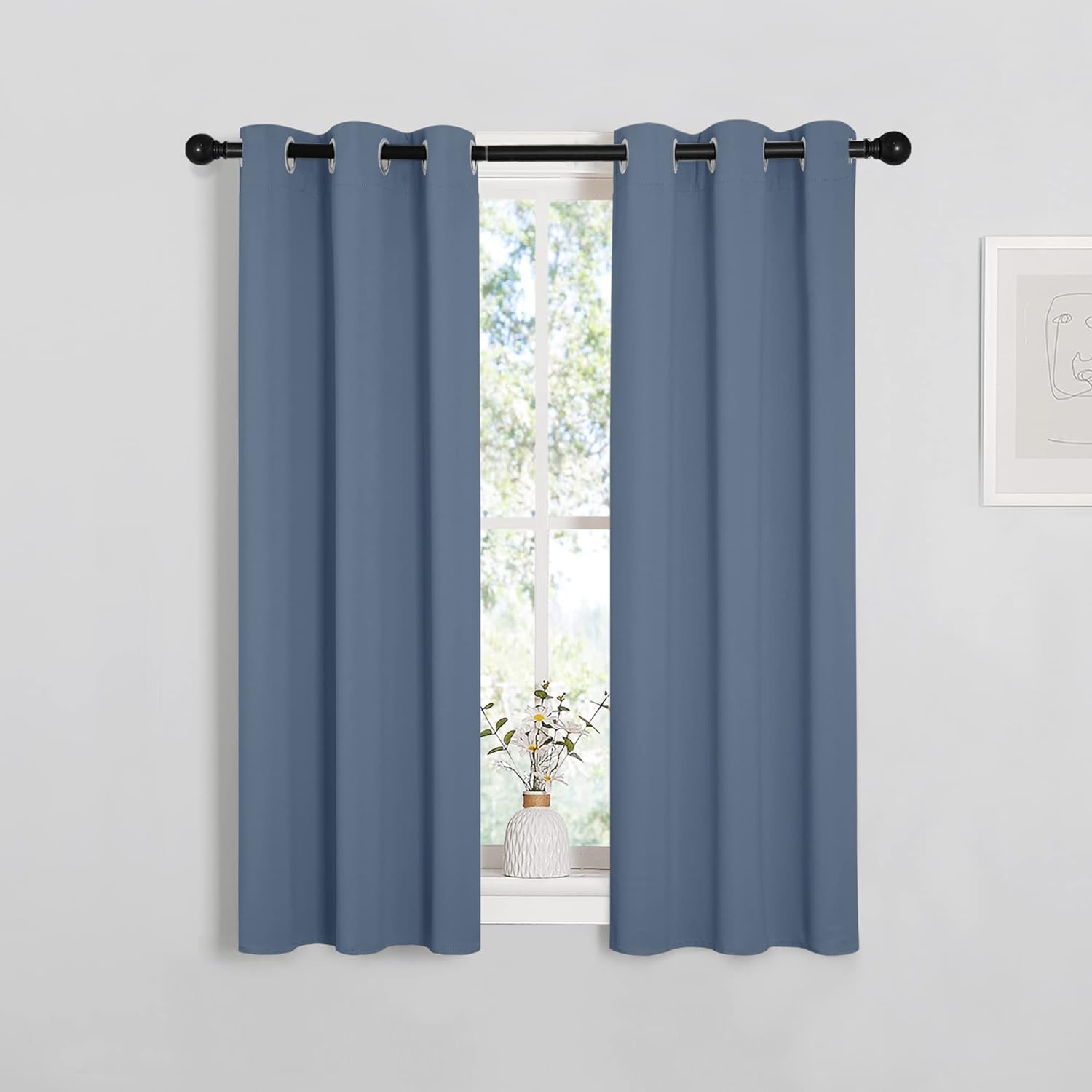 NICETOWN Thermal Insulated Blackout Curtains - Stone Blue, Set of 2, 29x40 Inches | Room Darkening Drapes