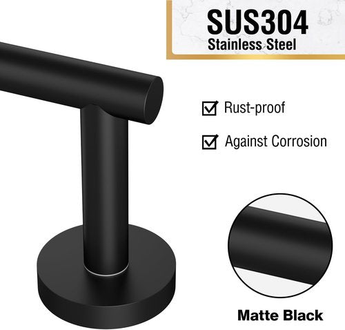 HITSLAM Toilet Paper Holder - Matte Black Double Post Pivoting Design | Durable SS304 Stainless Steel
