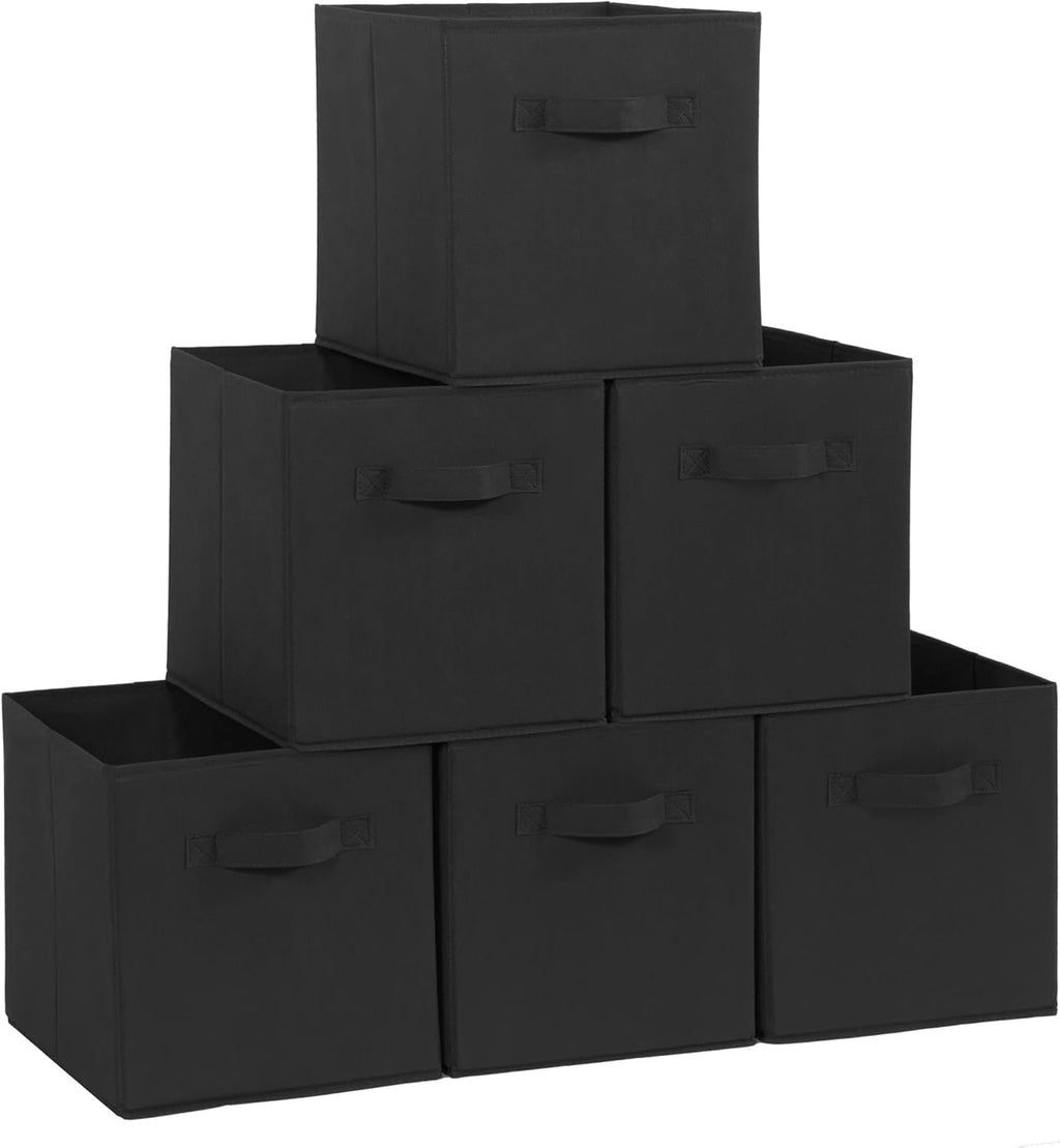 Storage Maniac Storage Cubes - 11-Inch Durable Fabric Bins | 6-Pack Collapsible Organizers in Black