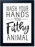 Bathroom Quotes Wall Decor | Black and White Canvas Art - Framed Toilet Decor for Kids' Washroom