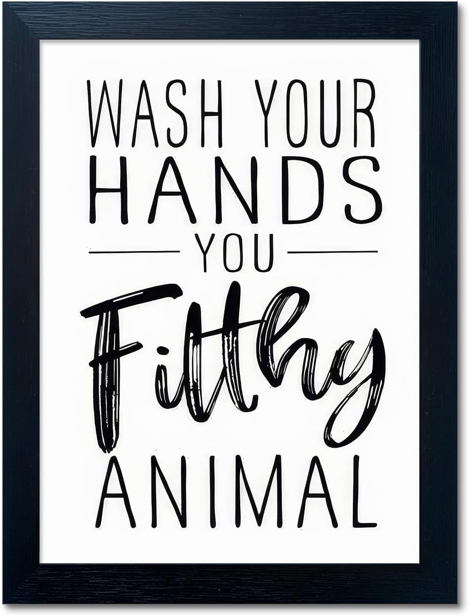 Regine Switzerland Black and White Bathroom Decor Art - Framed Canvas Print for Kid's Washroom