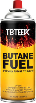 TBTeek Butane Fuel Canister - Premium 8 oz Pure Refined Butane Gas for Kitchen Torch, Camping & Grilling