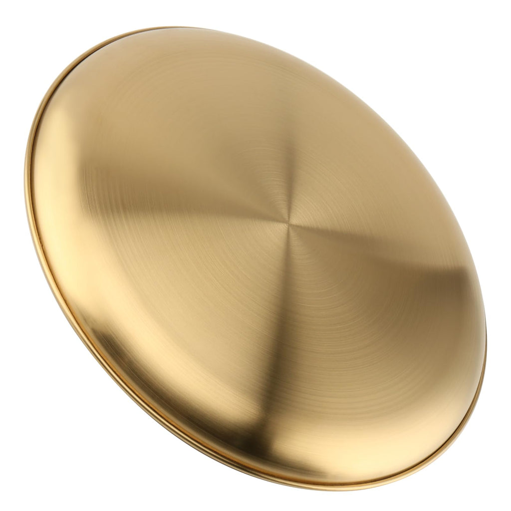 MOUYAT 6 PCS 12 Inch Large Stainless Steel Plate, 30cm Round Dinner Metal Plates, Metal Salad Steak Plates Reusable Dinner Dish for Eating Serving Camping Outdoor BBQ Home Kitchen, Frosted Gold