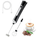 Freebala Handheld Electric Milk Frother with 2 Heads, Coffee Whisk Foam Mixer with USB Rechargeable 3 Speeds, Foam Maker Blender for Latte, Cappuccino, Hot Chocolate, Egg (Black)