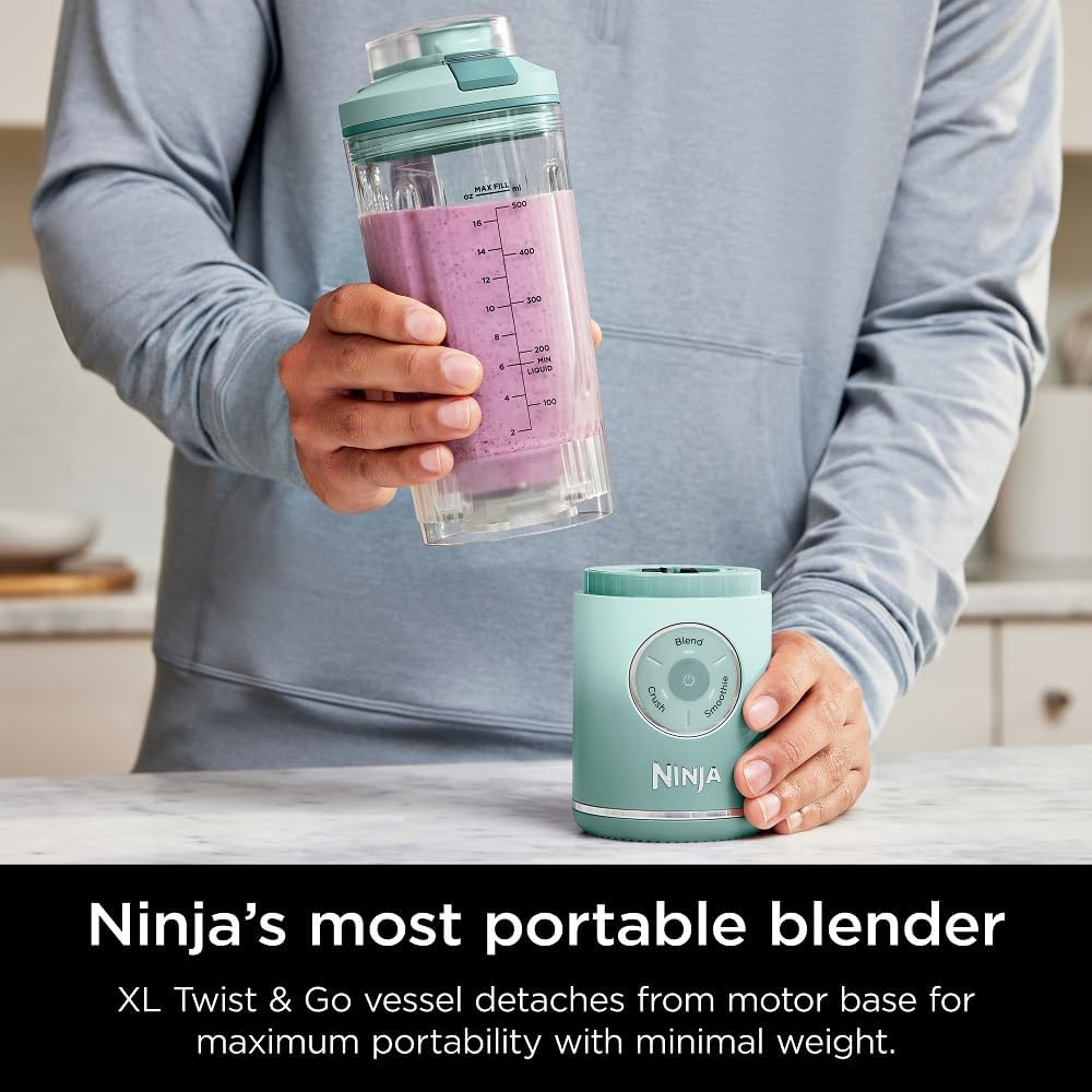 Ninja BC251MT Blast Max Cordless Blender - Smoothies & Ice Crush, 22 oz. Sea Glass | Certified Refurbished