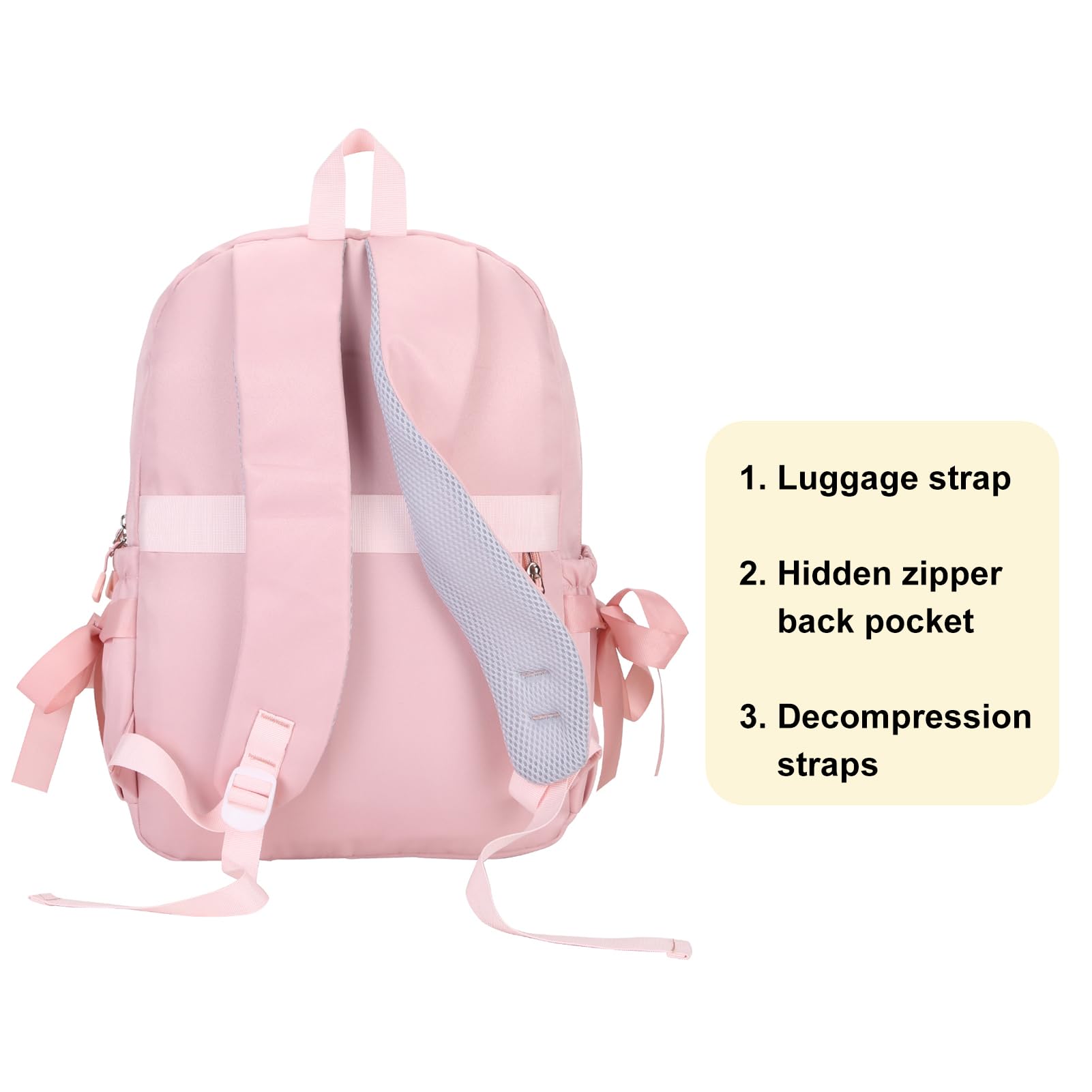 Phaoullzon Girls Backpack with Bow for School Kids Coquette Bookbag Kawaii Dance Bag