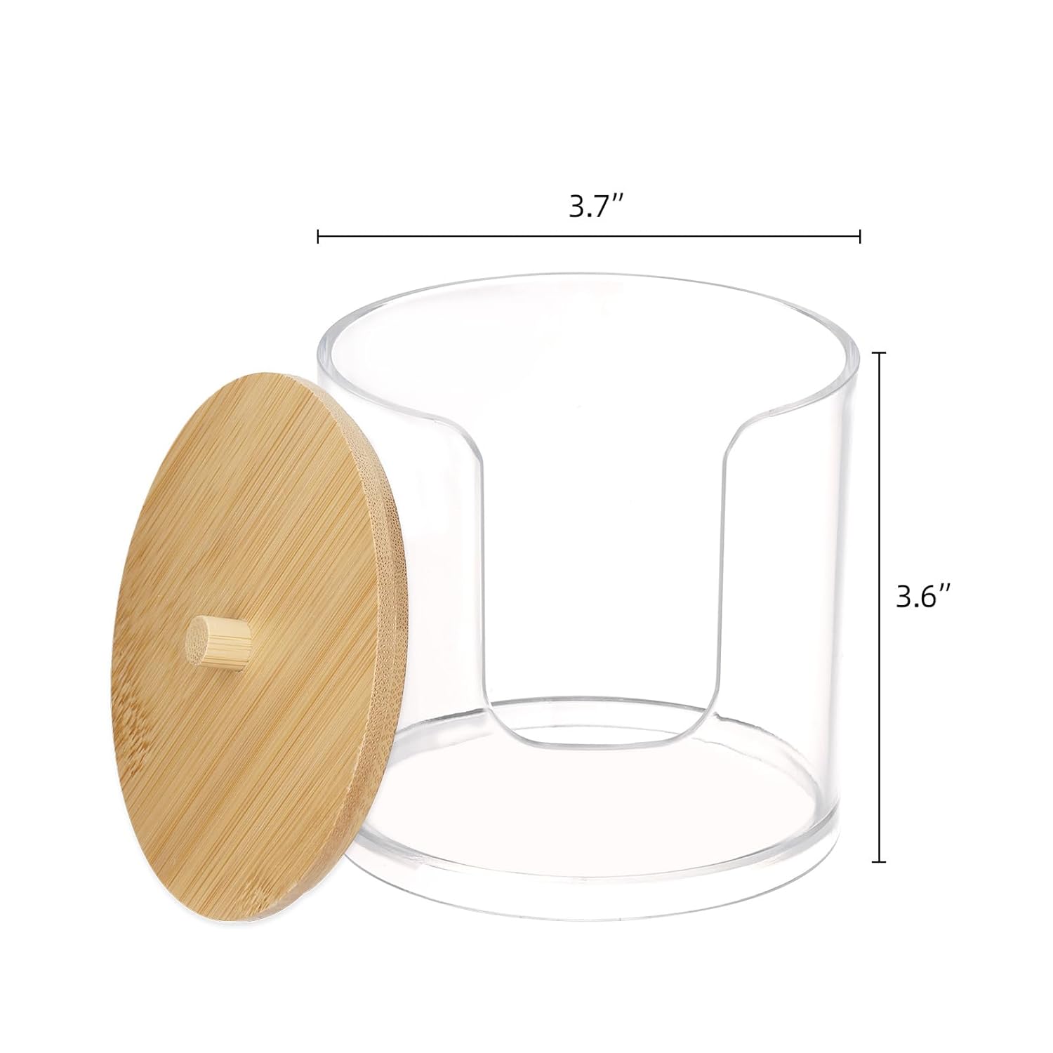 Tbestmax Cotton Pad Holder - Clear Bathroom Organizer with Bamboo Lid for Stylish Storage