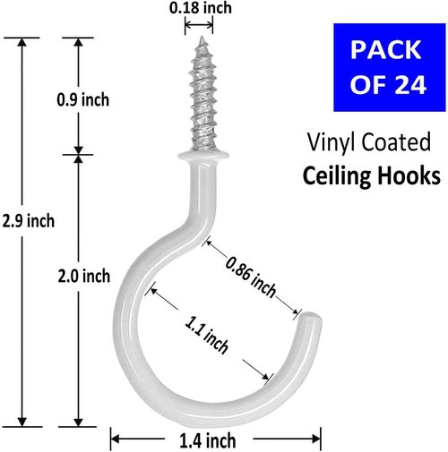24 Pack Heavy Duty Ceiling Hooks by [Brand Name] - 2.2 Inch Black Vinyl Coated Plant Hangers for Indoor/Outdoor Use