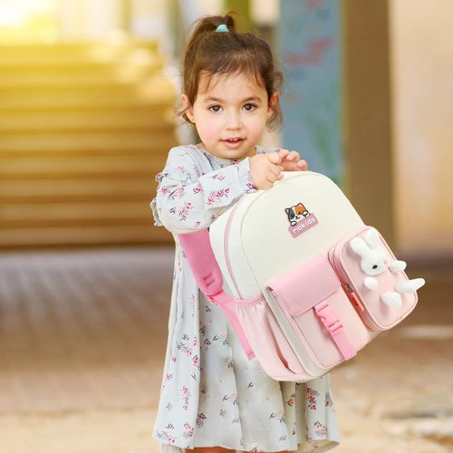 Cusangel Kids Backpack for 3-5 Ages Girls,12in Toddler Pink daypack for School,kindergarten Kids Backpack,Big capacity cute Cubby Bear shoulder bookbag with breast button