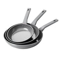 Sanho Nonstick Frying Pans Set, Ceramic Pan Skillet, Non Toxic Pans for Cooking, 8" 10" 12" Ceramic Frying Pan Set PFAS & PTFE & PFOA Free with Stay Cool Handle, Dishwasher & Oven Safe, Gray