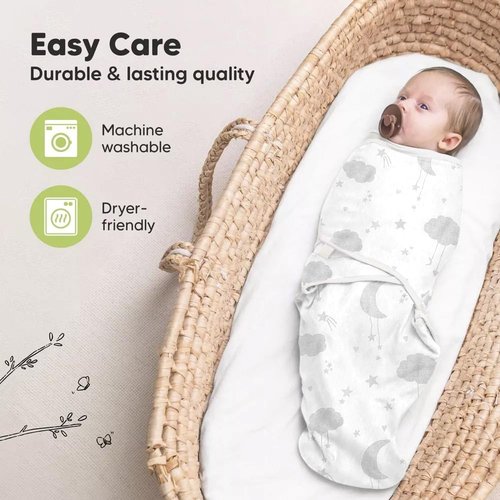 Baby Swaddle 3-Pack – Ultra Soft & Breathable 100% Cotton Newborn Swaddle Blanket, 0–6 Months Baby Sleep Sack, Ergonomic Stretch Fabric for Better Sleep