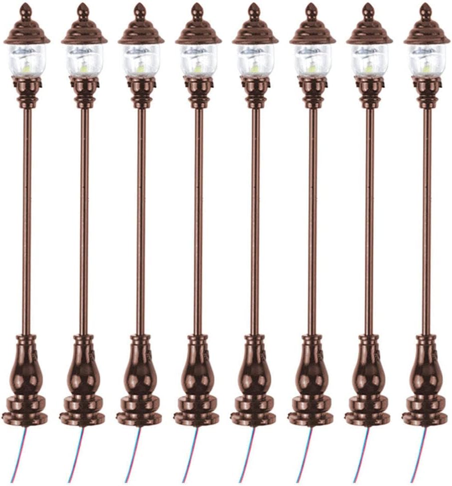 Skiennix Miniature Garden Light Toys - 8pcs Outdoor Dollhouse Lamps for O Gauge Train Decor