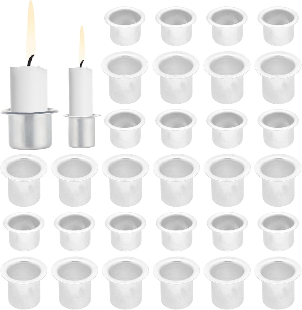 PH PandaHall Mini Metal Candle Holders - 40pcs Aluminum Drip Protectors for Taper Candles | 0.47/0.79 Inch