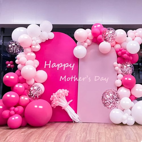 MEBAY Pink Balloon Arch Kit, 146 PCS Hot Pink Light Pastel Pink Metallic Balloons Garland with Confetti for Bridal Baby Shower Birthday Princess Wedding Party Decorations