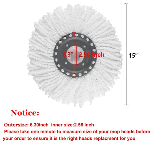 Spin Mop Heads Replacement Refill for Old Hurricane Mr.Clean 360 Spin Magic Rotating Round Mop Microfibre,Universal Spin Mop Heads Clean Mop Head Refill for Standard Mops (4 Pack)