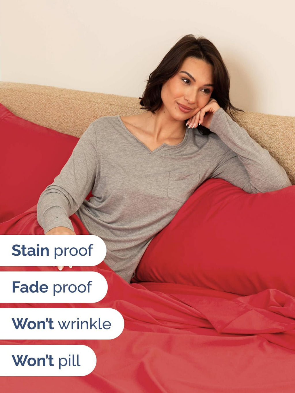 Skiennix Extra Deep Queen Sheet Set - 6 Piece Breathable Cooling Bedding - Luxury Red Sheets for All Ages