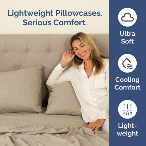 King Pillow Cases Set of 4 - Ultra Soft Hotel Quality Covers | Wrinkle-Free & Fade Resistant - Heathered Beige