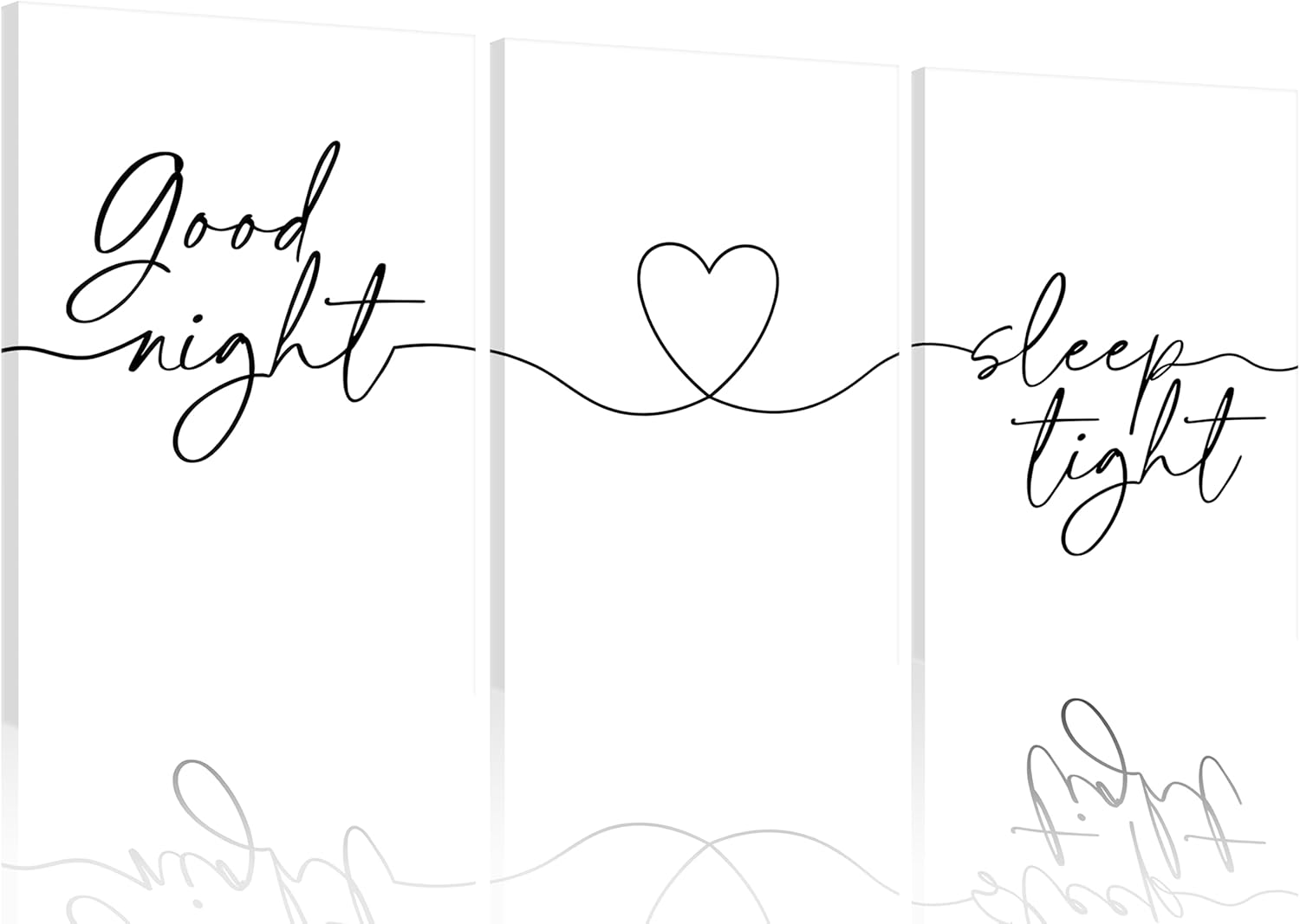 Skiennix Minimalist Wall Art - Bedtime Quotes Heart Shape Poster Print | Black Line Art for Bedroom Decor