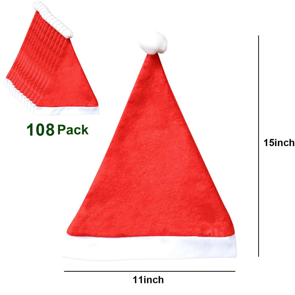 MNKXL Santa Hats Bulk for Adults,48pcs Christmas Hats Adults Universal Fit Plus Size,Thickened Red Santa Claus Hat for Christmas Party Accessories, Mens & Womens Adult Santa Hat