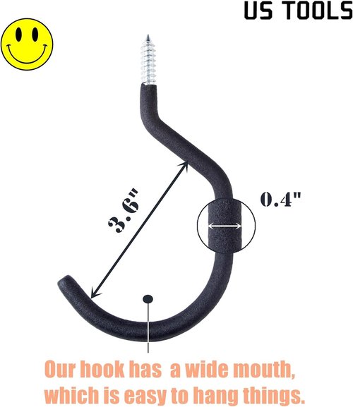 Bike Hooks - Durable Garage Bike Hanger | Pack of 4 Easy Off Wall Mount Hooks