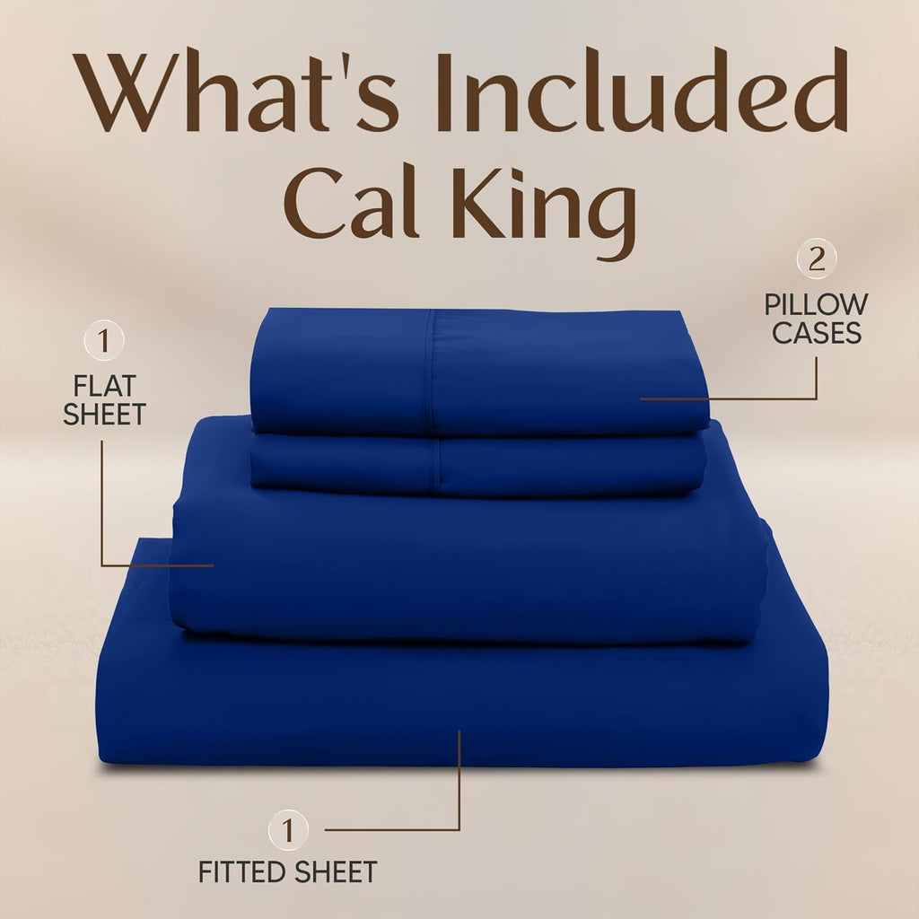 Utopia Bedding California King Size Sheet Set - Soft, Breathable Microfiber | 4-Piece in Royal Blue