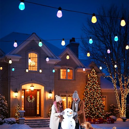 AurNyvaMay Outdoor String Lights S14, Smart Patio Lights with 15 Shatterproof LED Bulbs, APP & Remote Control, 213 Scene Modes, IP67 Waterproof for Garden, Wedding, Party, Camping