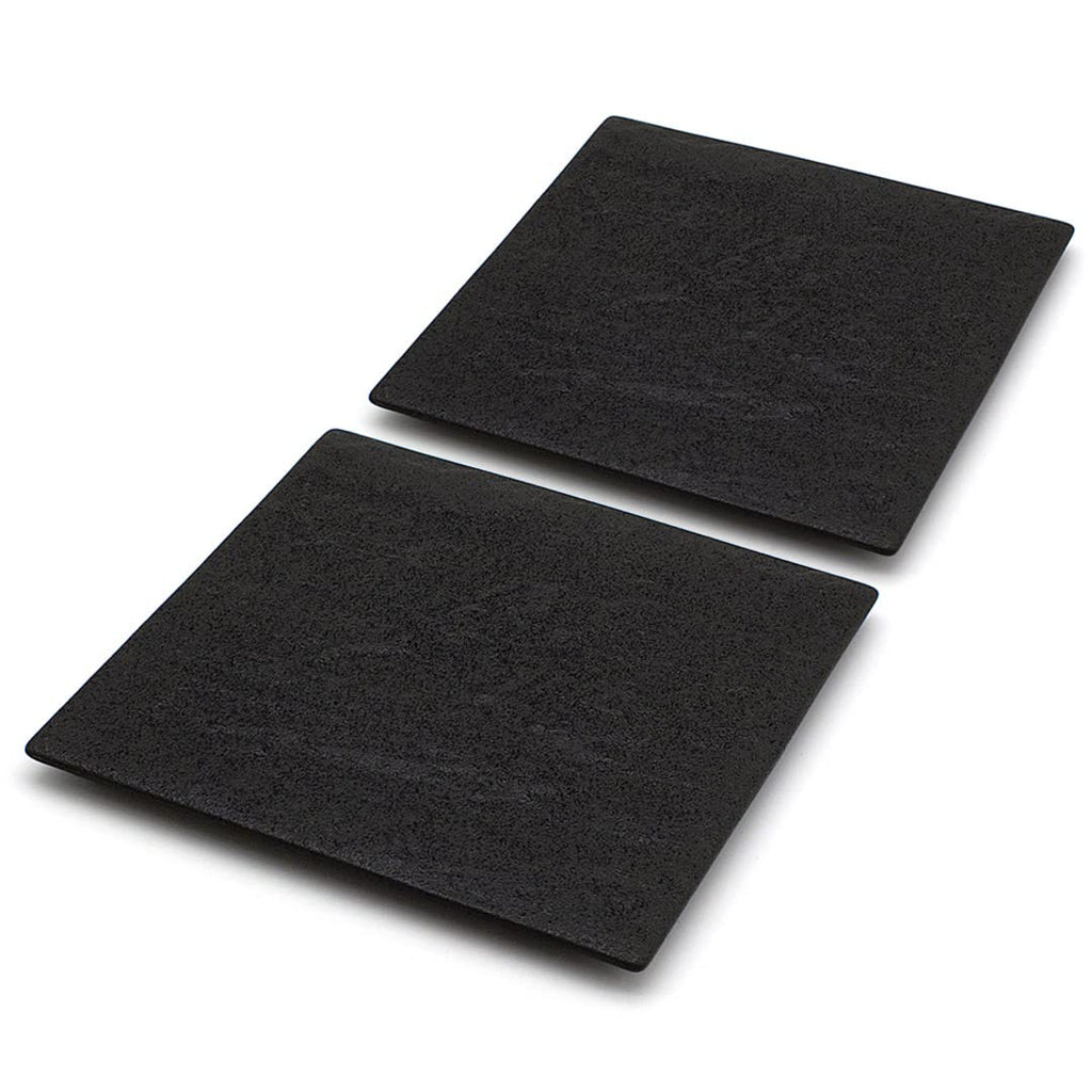 TIKUSAN Serving Platters Sushi Plate Set of 2 Square Plates Made in Japan Ceramic Plates for Dinner Party Restaurant for Appetizer Meat Dessert (Black)