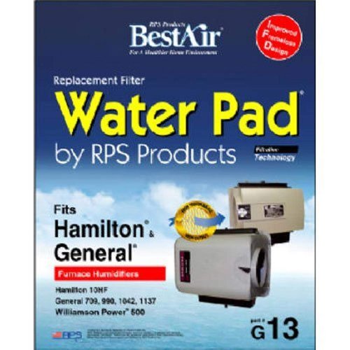 "BestAir G13 Humidifier Replacement Metal/Clay Waterpad Filter, For General, Hamilton & Williamson Power Models, 10"" x 12.4"" x 1.8"", Single Pack", gray