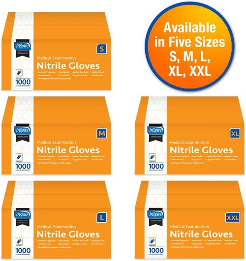Inspire Nitrile Exam Gloves - Original Quality Stretch Cobalt Blue | Disposable Latex-Free | Size 4.5