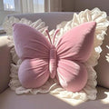 AHXHWKA Butterfly Throw Pillow, Butterfly Shaped Decorative Pillow for Sofa Couch Bed, Plush Velvet Lumbar Support Cushion for Office Chair & Car Seat (Pink)