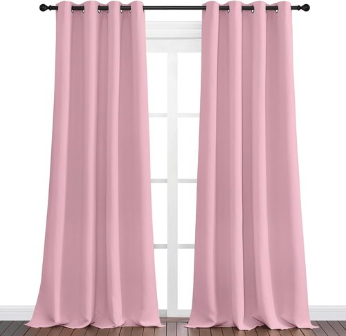 NICETOWN Crystal Pink Blackout Curtains - Grommet Top Thermal Insulated Draperies (55" x 96")