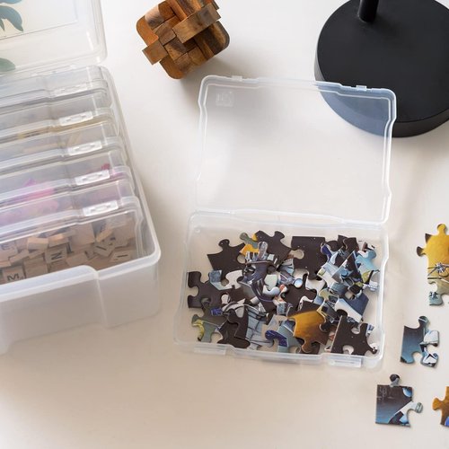 IRIS USA Photo Organizers - 5" x 7" Storage Box with Handle & 6 Inner Cases for Easy Organization - Clear