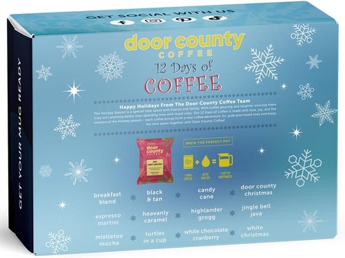 12 Days of Coffee Advent Calendar - 12 Unique Flavored Ground Coffee Bags - Perfect Holiday Gift