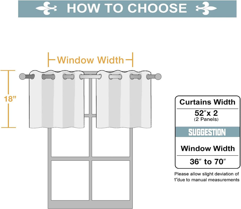 ChrisDowa Grommet Kitchen Valances - Thermal Insulated Room Darkening Curtains (Beige, 52 x 18 Inch)