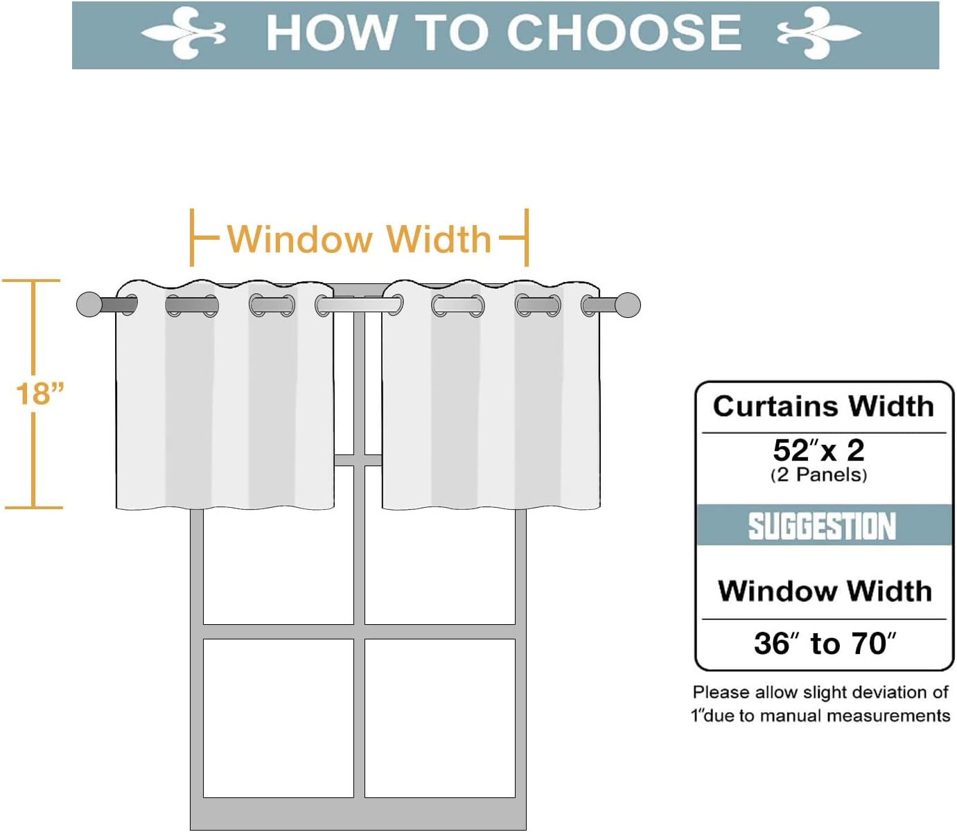 ChrisDowa Grommet Kitchen Valances - Thermal Insulated Room Darkening Curtains (Beige, 52 x 18 Inch)