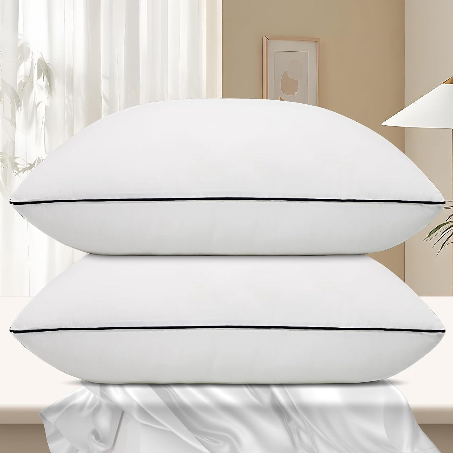 Vorouhals Hotel Collection Bed Pillows - Cooling Down Alternative for All Sleep Positions | 2 Pack Standard Size