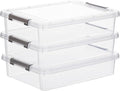 Citylife Plastic Storage Bins - 3 PCS Clear Latching Containers for A4 Paper & Document Organization